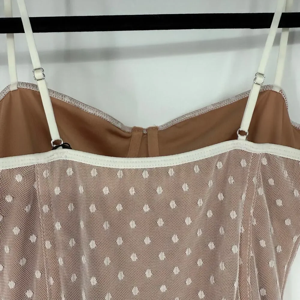 NWT White Fox No Looking Back Bodysuit Women's Size S White Polka Dot Underwired - Picture 5 of 10